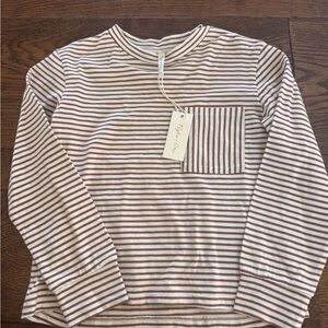 Rylee + Cru Brown and White Striped Long Sleeve Tee NWT size 6/7